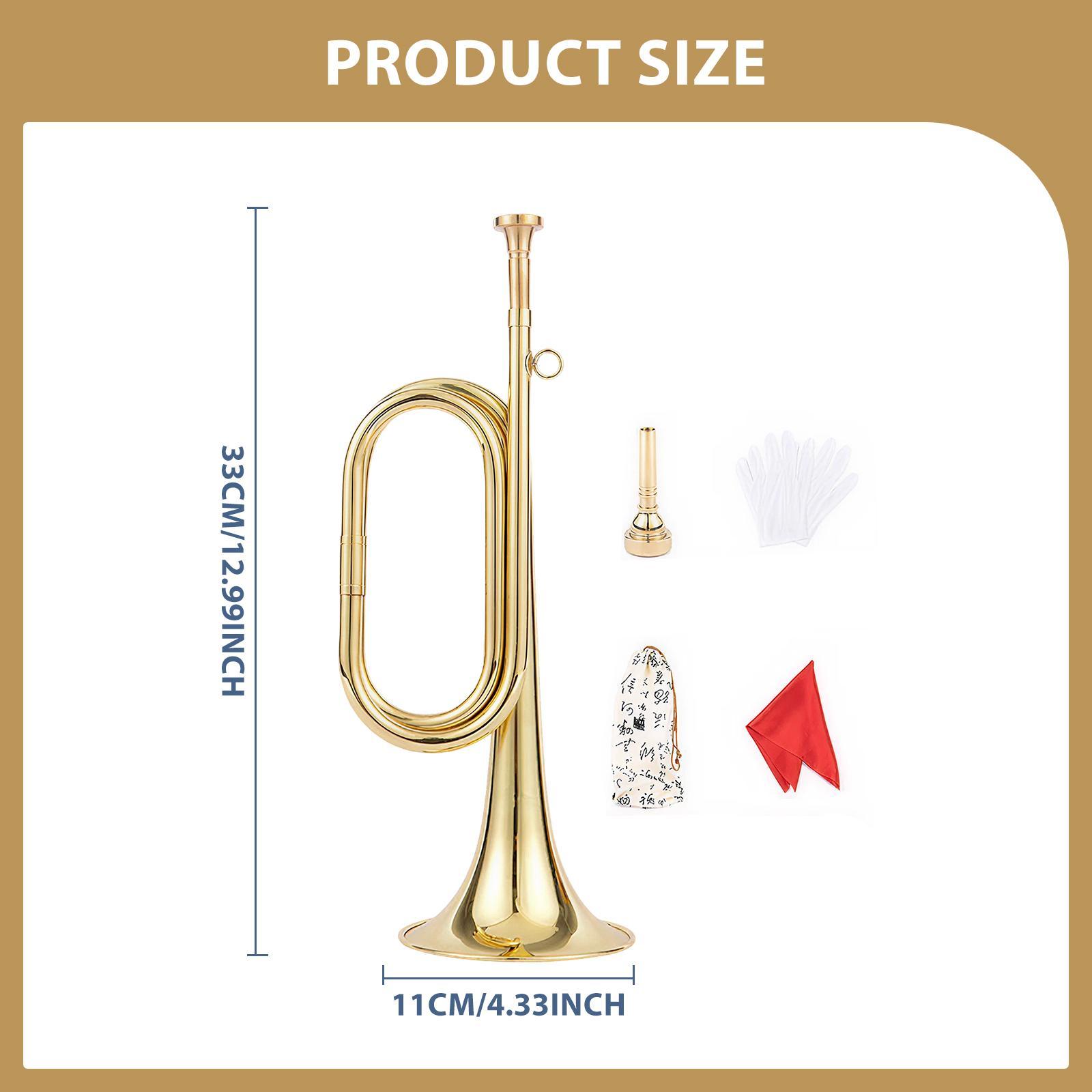 Musical Instrument Bugle - トランペット（グローブ付き）楽器 金管楽器 マーチングバグル 大人用 プロフェッショナル ステージパフォーマンス