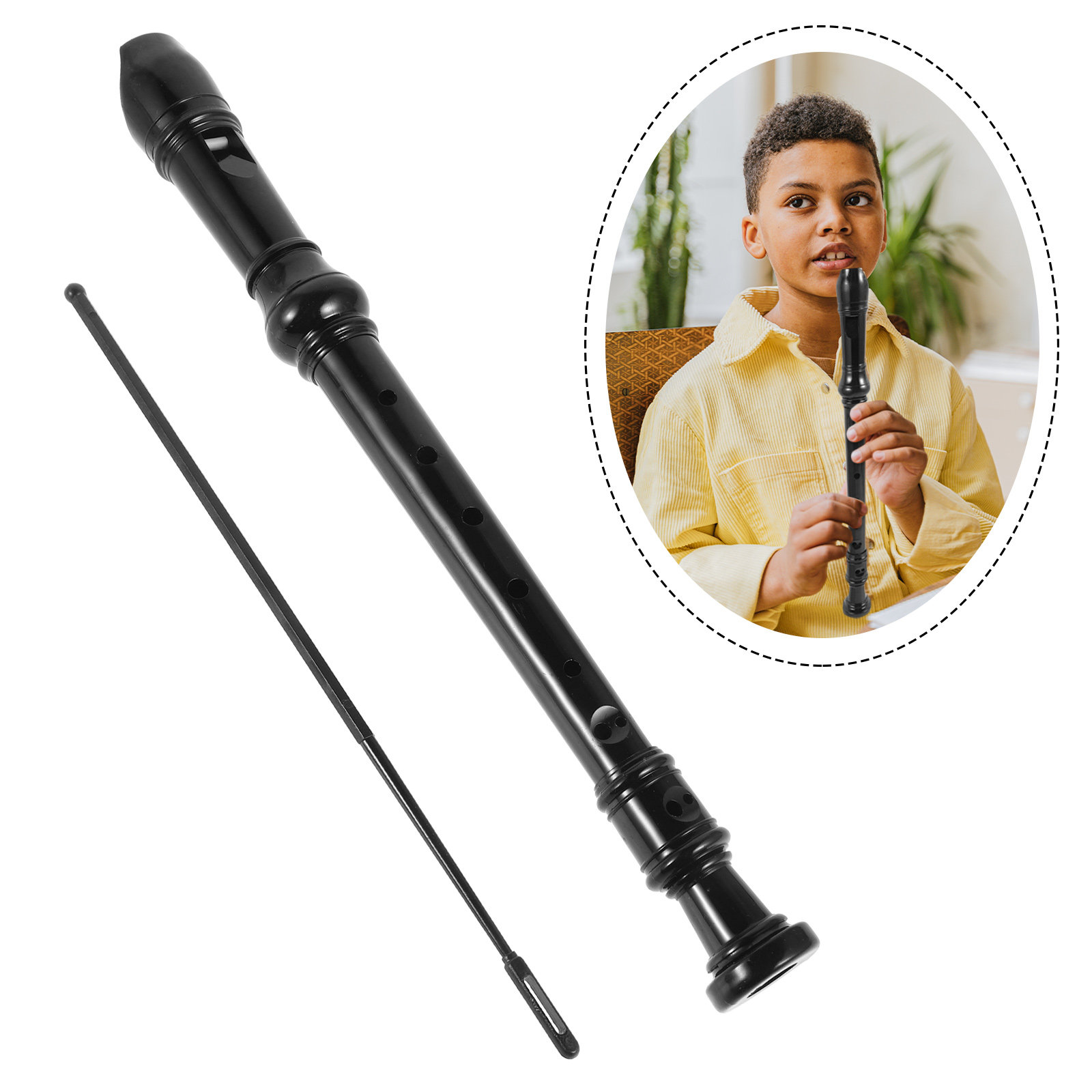 8穴の黒色透明ABS製ソプラノリコーダー。子供や初心者向けの - Soprano Recorder Plastic のレビューと価格